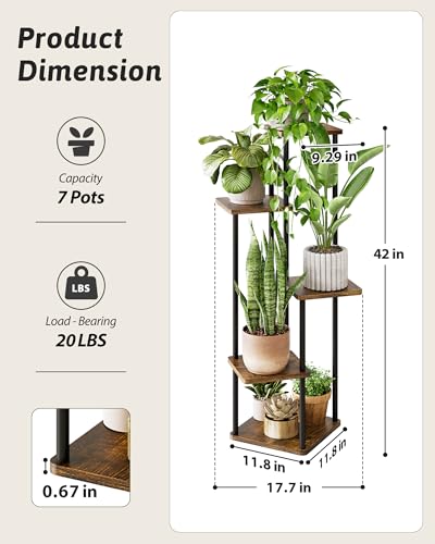 GENTINGBRO Tall Plant Stand Indoor 5 Tiered Plant Shelf - color: Brown Oak 5 Tier