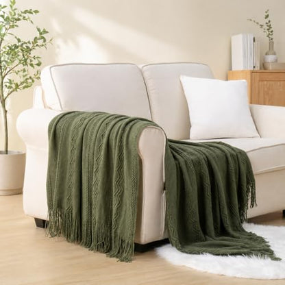 BATTILO HOME Olive Green Throw Blanket for Couch, 50"x60" - color: Army Green, size: 50 x 60 in.