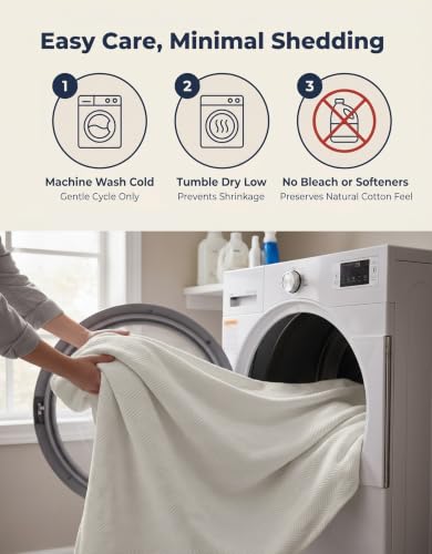 LANE LINEN Couch Blanket Queen, 350 GSM 100% Cotton Medium Weight - color: 03: Silver, size: Queen