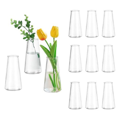 Glasseam Small Glass Vases for Flowers, 12 Pcs Clear Bulk Centerpiece Vases - size: Clear-12pcs
