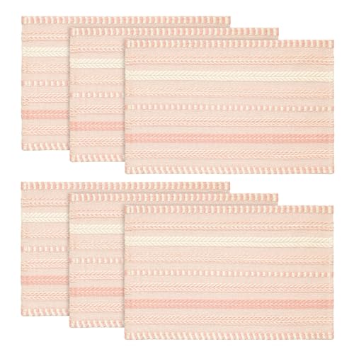 Artoid Mode Pink Woven Braided Stripe Placemats Set of 6-12x18 Inch - color: Pink, size: 12" x 18", 6 Pcs