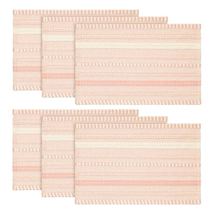Artoid Mode Pink Woven Braided Stripe Placemats Set of 6-12x18 Inch - color: Pink, size: 12" x 18", 6 Pcs