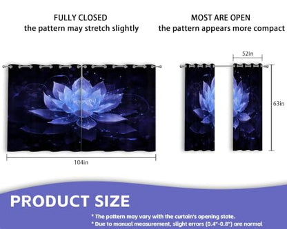 Black Navy Blue Blackout Curtains, Lotus Drapes 63 inches length, 2 Panels - color: Black and Blue, size: 52"W x 63"L (Pack of 2)