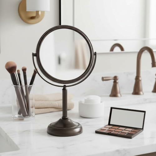 JERDON 6" Tabletop Makeup Mirror - 10X Magnification - Bronze - JP910BZP - color: Bronze