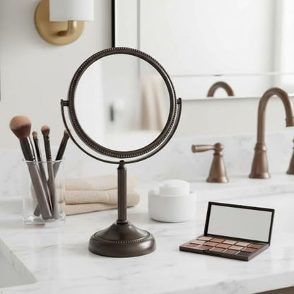 JERDON 6" Tabletop Makeup Mirror - 10X Magnification - Bronze - JP910BZP - color: Bronze