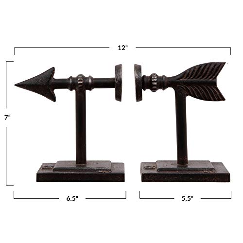 Creative Co-Op Decorative Cast Metal Arrow Bookends, Bronze Finish - color: Bronze