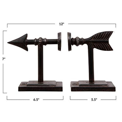 Creative Co-Op Decorative Cast Metal Arrow Bookends, Bronze Finish - color: Bronze
