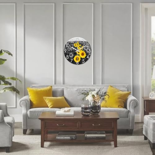 XFM Large Sunflower Kitchen Wall Clock 16 Inch Silent - color: Yellow1, size: 16 Inch