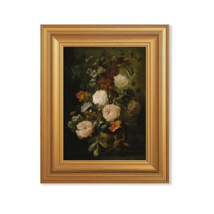 EJPFOGV Baroque Dark Background Floral Framed Canvas Wall Art 8x10 inches - color: Flowers, size: 10"L x 8"W