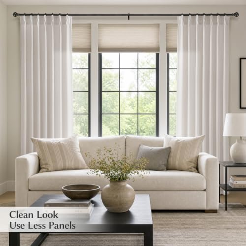 Semi Sheer Pinch Pleated Linen Curtains for Living Room 90 Inches, Natural - color: Natural, size: 40"W x 90"L (Pack of 2)