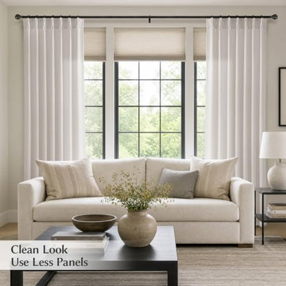 Semi Sheer Pinch Pleated Linen Curtains for Living Room 90 Inches, Natural - color: Natural, size: 40"W x 90"L (Pack of 2)