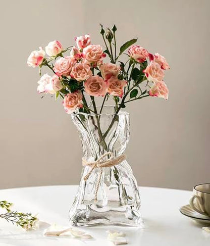 6 Inch Small Glass Vase, Irregular Clear Flower Vases for Centerpieces - color: Clear, size: Small