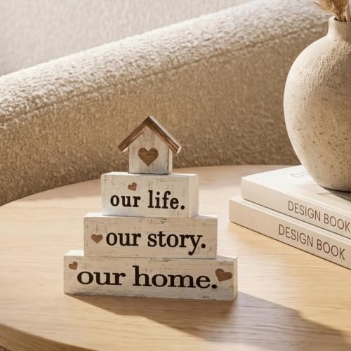 Smile Rustic Farmhouse Tiered Tray Decor Stackable Wooden Blocks - style: Home Sweet Home