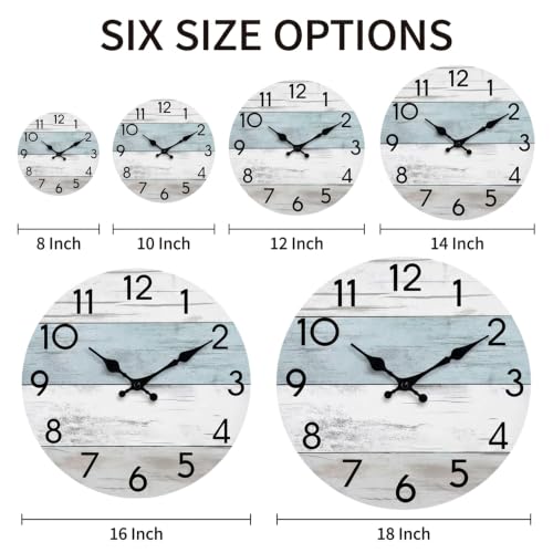 KECYET 8 Inch Wall Clock, Silent Battery Operated Analog Clock, Blue White - color: A_blue