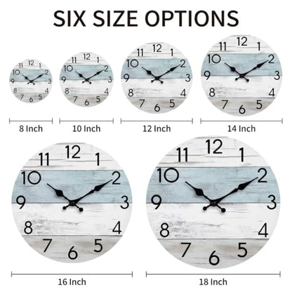 KECYET 8 Inch Wall Clock, Silent Battery Operated Analog Clock, Blue White - color: A_blue