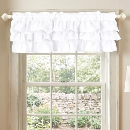 FUANGUI Ruffled Valance Curtain 52" W x 18" L Pleated Kitchen Valance - color: White, size: 52"W x 18"L (Pack of 1)