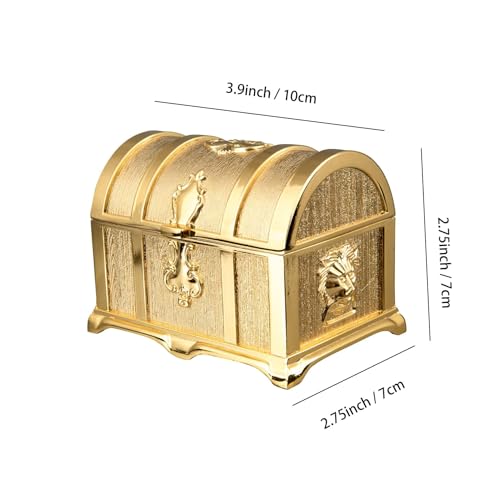 Feyarl 3.9inch Vintage Gold Treasure Box Jewelry Trinket Organizer Collection Keepsake Ring Earrings Decorative Box Stones Chest Case for Girl Women - color: Gold