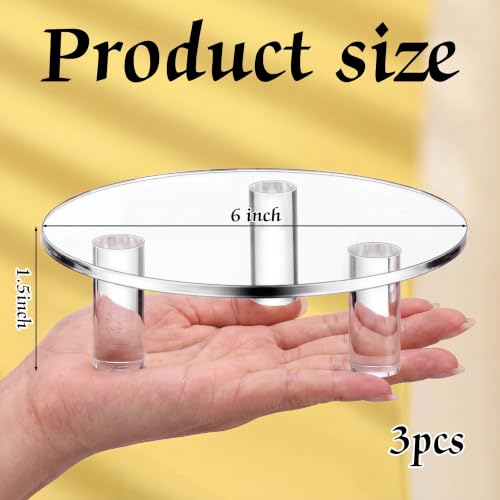3 Pcs Round Acrylic Risers Clear Small Display Stands, 6" - size: 6”