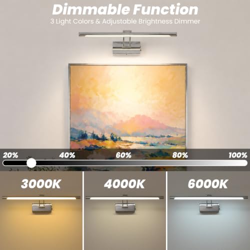 Battery Operated Picture Light for Wall,Chrome 23.6-Inch - color: Chrome, size: 23.6 Inch