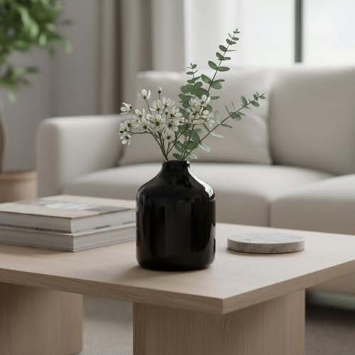 Sunddo Black Ceramic Vase, 5 Inch - color: Black, size: 5 inch