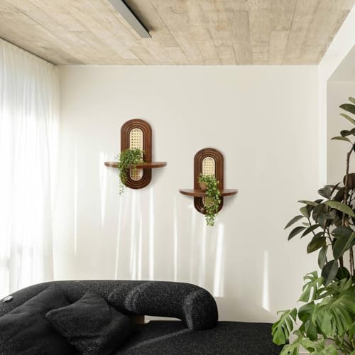 Floating Shelves for Wall, Set of 2 Arched Boho Wall Plant Holder