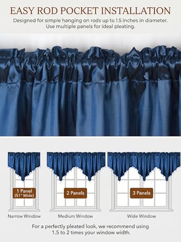 Molaxhome Swag Curtain Scalloped Curtain Valance Drape Sheer Lace Panel 1pc - color: Cloth Navy
