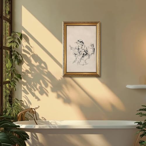 ZTZMYSU Vintage Funny Bathroom Frog Wall Art 16x24in - color: frog, size: 24"L x 16"W