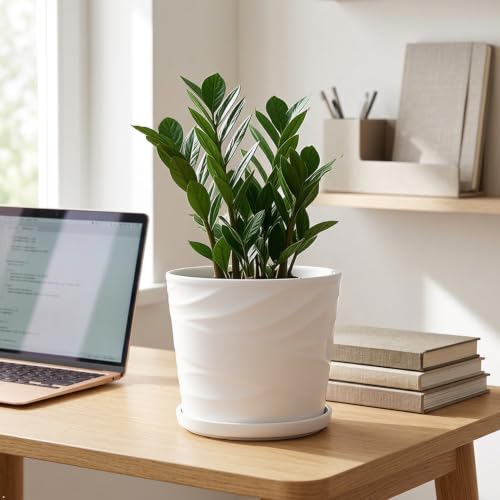 8 Inch Ceramic Plant Pot, White - color: Pure White, size: 8 Inch-1 Pack