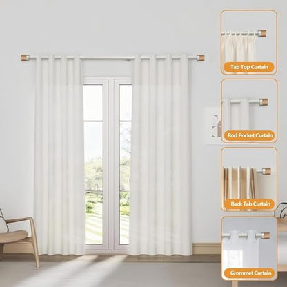1 Pack Boho Rustic Adjustable Wood Curtain Rod 32-88 Inch, Nickel - color: Nickel, size: 32"-88"|1 PACK