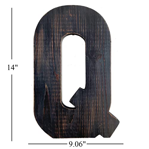 ABELOTS Big Letter Wall Art for Living Room, Bathroom, Bedroom, and Home Decor, Rustic Farmhouse Lettering for Family Last Names, Large Decorative Wood, 14” x 9.06”(Big Q) - color: Big Q