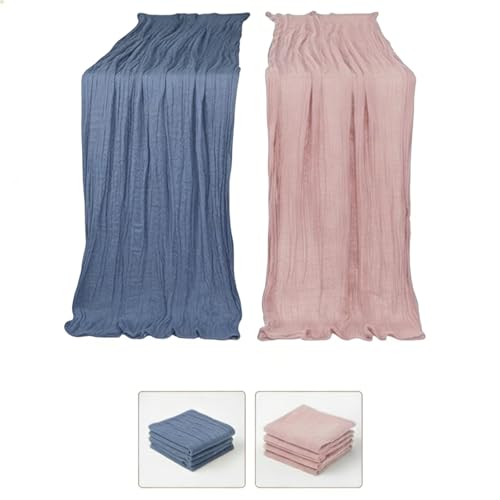 Cheesecloth Table Runner 2 Pack Dusty Pink and Dusty Blue, Boho Gauze Table Runner 10Ft 120 Inches Long for Wedding Decor, Party & Home Table Decoration - color: Dusty Pink and Dusty Blue