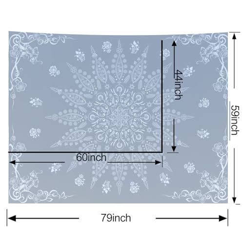 KJHL Black and White Mandala Tapestry Wall Hanging for Bedroom 60" x 44" - color: Black, size: 60"L x 44"W