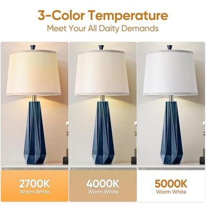 WIHTU 27'' Navy Blue Resin Table Lamps, Desk Lamps with 3 Color Temperature - color: Blue