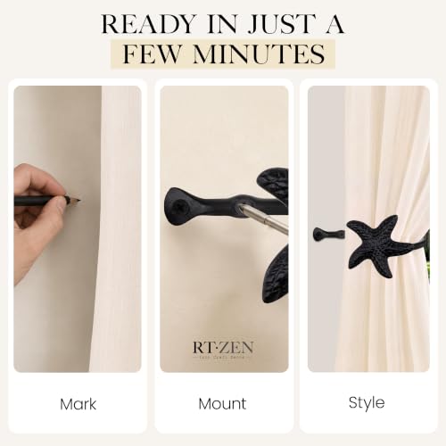 RTZEN Metal Curtain Tiebacks, Drapery Holders for Wall, 2 Pcs - size: Medium, style: Starfish