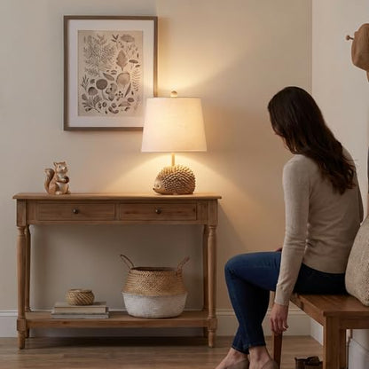 Hedgehog Table Lamp.Resin Woodland Animal Accent Lamp For Bedroom,Nursery - color: Hedgehog-Brown