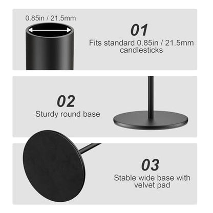zeochyni Black Taper Candle Holder Metal Candlestick Holders Set of 6 - color: Black, size: Set of 6