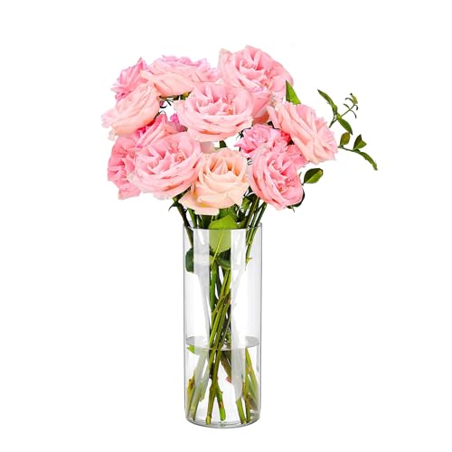 Clear Flower Vase, Non-breakable Vases, 4" W x 16" H, Acrylic Vase, Aesthetic Room Decor Cylindrical Modern Flower Vases for Table Centerpiece, Home Decor, Women Floral Arrangement Gift - color: Clear, size: 4" W x 16" H
