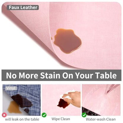 Maxpearl Faux Leather Placemats Set of 6, Easy to Clean, Light Pink - color: Light Pink