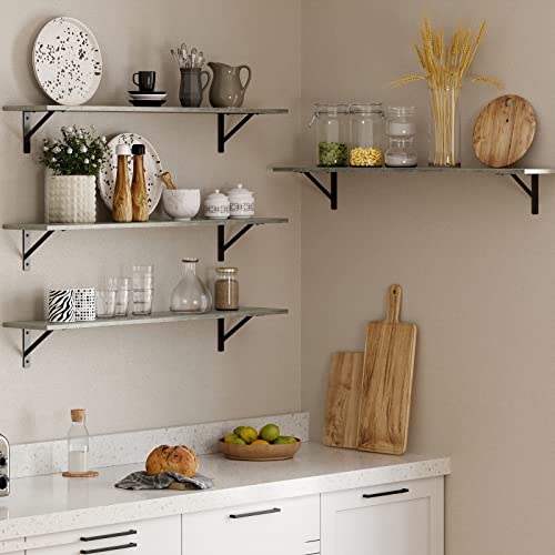DINZI LVJ Long Wall Shelves, 39.4 Inch Wall Mounted Shelves with Brackets - color: Grey Wash, size: 39.4 Inch