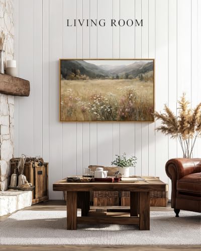 InSimSea Large Framed Wall Art, Wildflower Landscape Painting, 24x36 Inch - color: Flower Meadow