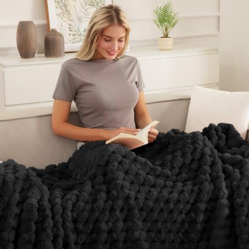 Whale Flotilla Soft 3D Jacquard Fleece Throw Blanket for Couch & Bed, Black - color: Black, size: Throw(50x60 Inch)