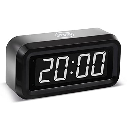 Digital Alarm Clock Battery Operated with LED Display for Bedrooms, Long Battery Life for 12 Months, 3 Brightness Adjustable, 12/24 Hour, Snooze, Black Case with White Digits - color: Black-white
