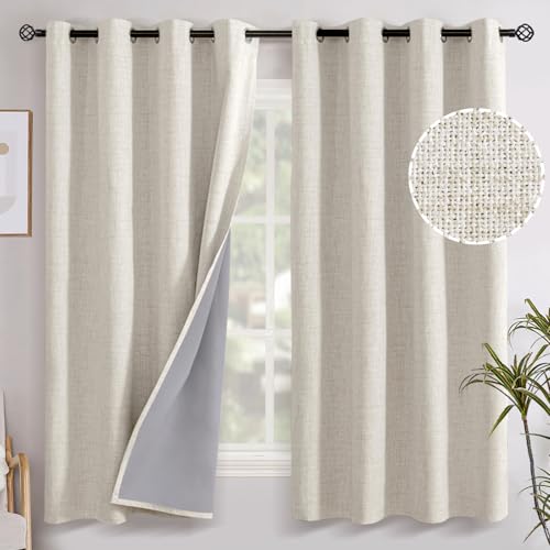 YoungsTex Linen Farmhouse Blackout Curtains 63 Inch Length 2 Panels Set - color: Linen, size: 52"W x 63"L (Pack of 2)