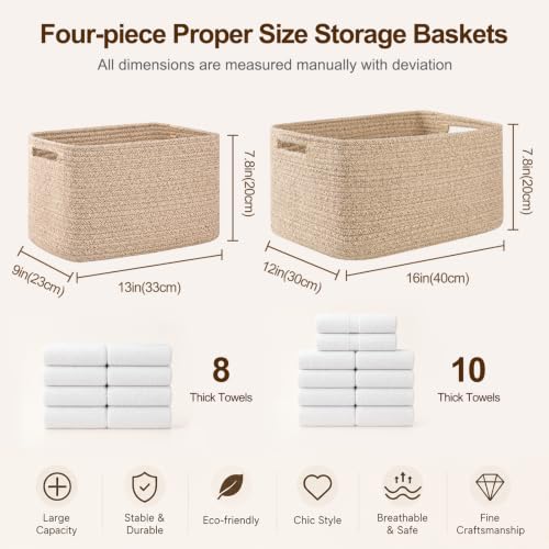 OIAHOMY 4 Pack Storage Baskets for Organizing 15L Cube Storage Bins Brown - color: Brown, size: 12.7x9x7.8inch