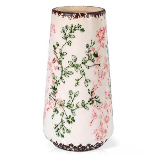Ceramic Vase, GUKJOB Small Cute Flower Vase for Pampas Grass, Home, Living Room, Dining Table, Farmhouse, Office Decor, Bedroom, Table, and Kitchen Shelf (Green & Pink-A) - color: Small Green & Pink-a - 1pc