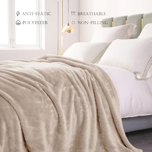 Exclusivo Mezcla Fuzzy Plush Fleece Bed Blanket Twin XL Size, Camel - color: Camel, size: 90x66 IN
