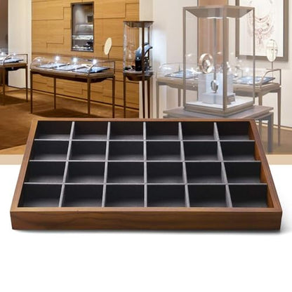 Oirlv Solid Wood Jewelry Tray,Jewelry Drawer Organizer,24 Grid(Grey) - color: Grey 24 grid tray