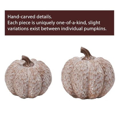 2Pcs Resin Pumpkin Figurines, Lattice Fall Thanksgiving Decor - style: Lattice Emboss Pumpkin