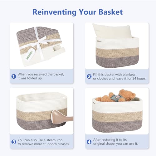 ECDYQXVU 15x10x9 Inch Woven Cotton Rope Storage Basket, Black, 2 Pack - color: Black, size: 2 Pack