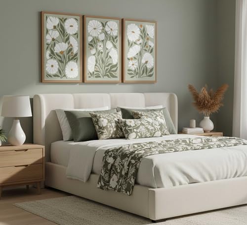 hijyord 3Pcs Boho Wildflowers Canvas Wall Art Unframed - color: Green-Poster, size: 16"L x 12"W